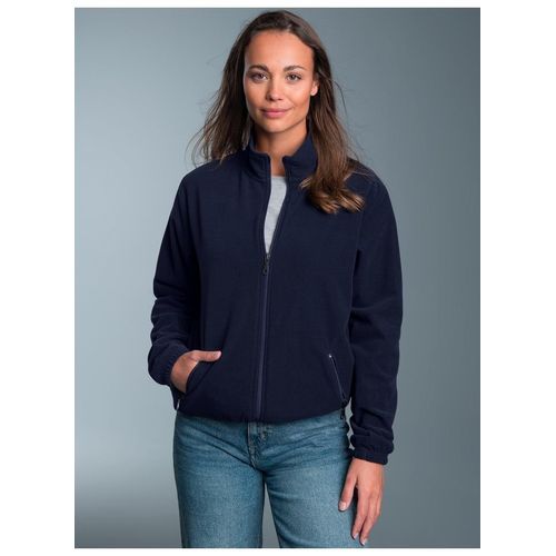 Fleecejacke TRIGEMA "TRIGEMA Fleecejacke", Damen, Gr. M, blau (navy), Fleece, 100% Polyester, lang, Jacken Fleecejacke