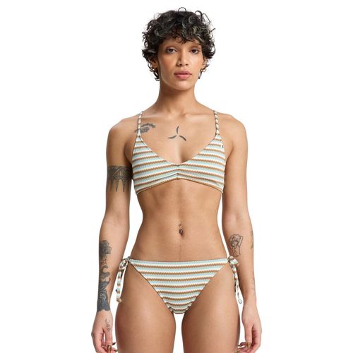 Bikini-Hose QUIKSILVER "Clickity Clack", Damen, Gr. L, bunt (tobacco clickity stripe), Obermaterial: 91% Polyester, 9% Elasthan., Badehosen Bikini-Hose