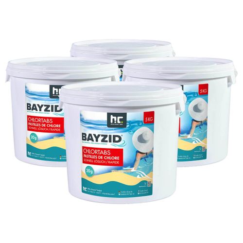 4x5 kg BAYZID® Chlortabs 20g schnell lösliche Reinigungstabs für sauberes Badewasser