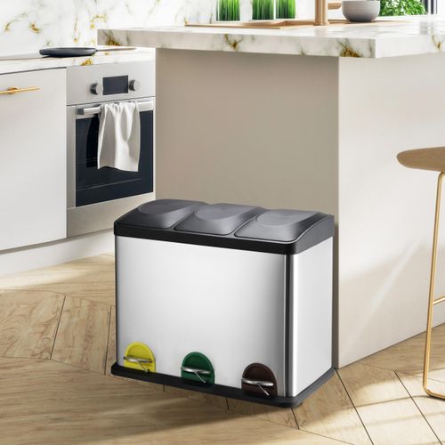 Altpapier 3x20 l grau 60,5x34x60,5 cm Edelstahl