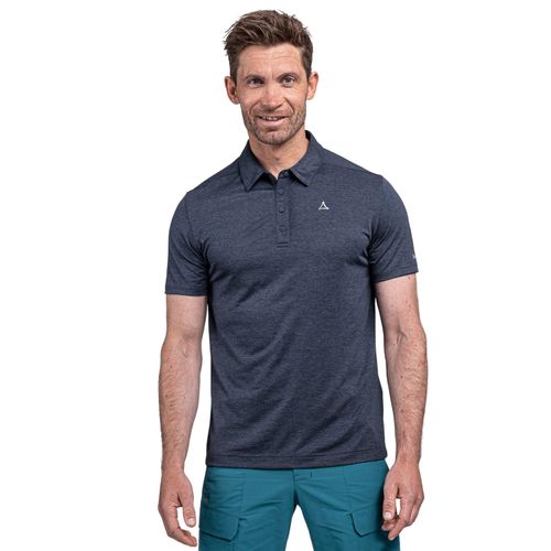 Poloshirt SCHÖFFEL "CIRC Polo Shirt Tauron M", Herren, Gr. 56, blau (navy blazer), Obermaterial: 100% Polyester, normal, Shirts Poloshirt, sportliche Passform, kurze Ärmel, für Trekking und Outdoor