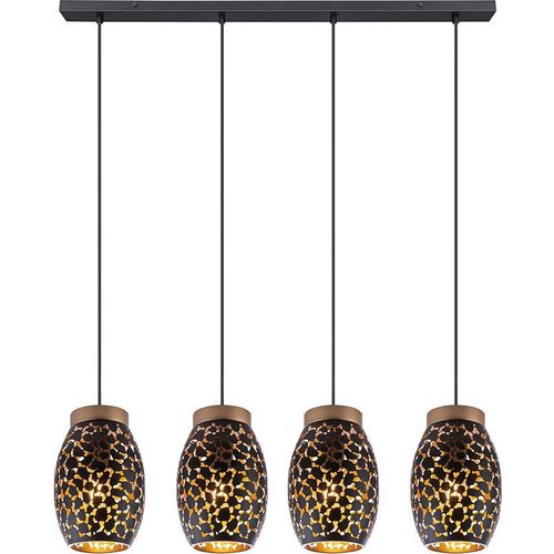 Pendelleuchte, 4 flammig, orientalisch, gold, H 120cm