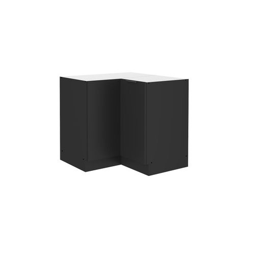 Küchen Eckunterschrank 90x90 cm SIENA Schwarz Küche Küchenzeile Küchenblock