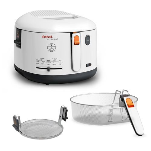 TEFAL Fritteuse "One Filtra", weiß, B:34,4cm H:38,1cm, Fritteusen, 1,2 Kg, Auffangsieb für Frittierreste, spülmaschinenfest, FF1631, Fritteuse