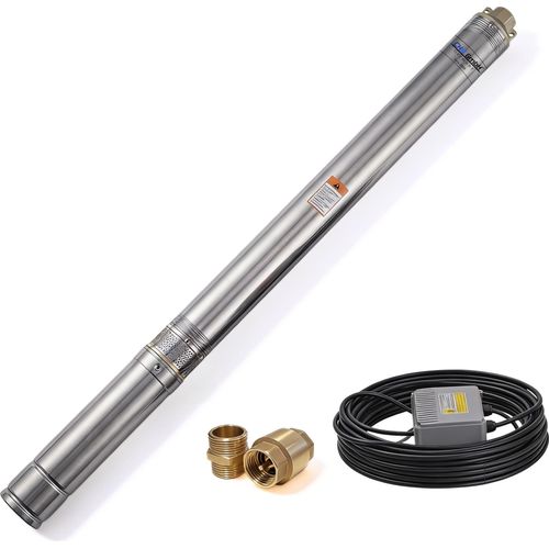 CHM GmbH® Tiefbrunnenpumpe 3 Zoll 110 Watt 6000 L/h 7,7 Bar Druck 25 m Kabel u. Motorschutzschalter 5 % sandverträglich