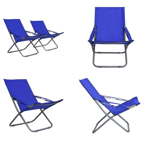 vidaXL Klappbare Strandstühle 2 Stk. Stoff Blau - Klappbarer Strandstuhl - Klappbare Strandstühle - Strandstuhl - Strandstühle