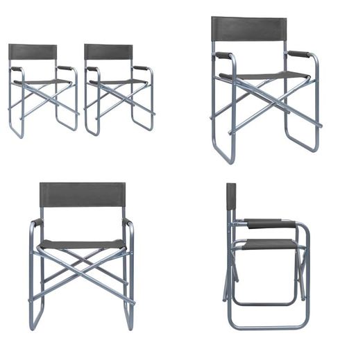 vidaXL Regiestühle 2 Stk. Stahl Grau - Regiestuhl - Regiestühle - Gartenstuhl - Gartenstühle