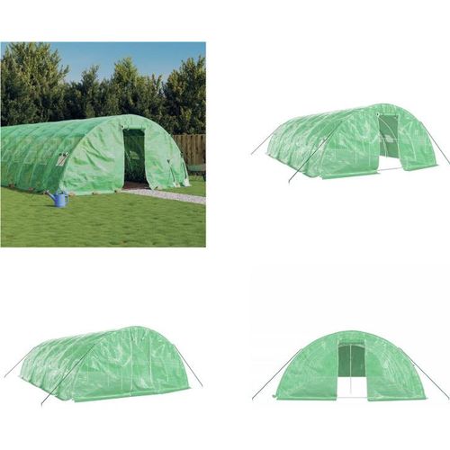 vidaXL Gewächshaus mit Stahlrahmen Grün 40 m² 8x5x2,3 m - Gewächshaus - Gewächshäuser - Polytunnel - Begehbares Gewächshaus