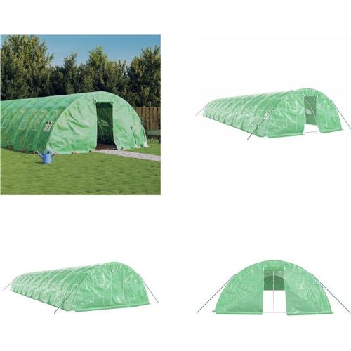 vidaXL Gewächshaus mit Stahlrahmen Grün 90 m² 18x5x2,3 m - Gewächshaus - Gewächshäuser - Polytunnel - Begehbares Gewächshaus