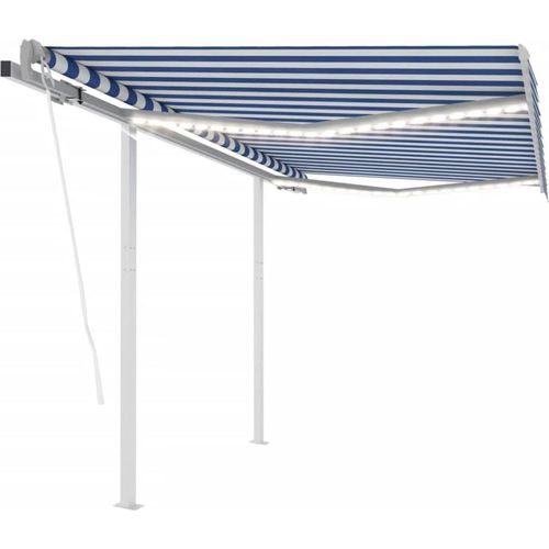 Automatische Markise mit LED Windsensor 3,5x2,5 m Blau Weiß
