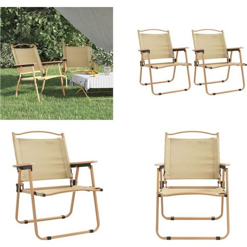 vidaXL Campingstühle 2 Stk. Beige 54x55x78 cm Oxford Gewebe - Campingstuhl - Campingstühle - Strandstuhl - Picknickstuhl