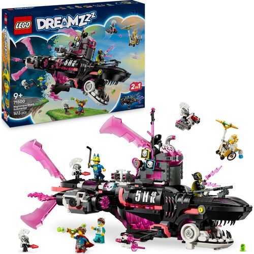 LEGO DREAMZzz 2-in-1 Albtraumhai-U-Boot - Modulares Set mit 2 Bauoptionen, 2 abnehmbaren Fliegern & 5 Minifiguren inkl. Mateo und Astrid - Kreatives Geschenk für Jungen und Mädchen ab 9 Jahren - 71500