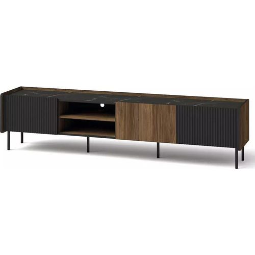 TV-Ständer ASHEBORO – Walnuss / San Sebastián / Schwarz