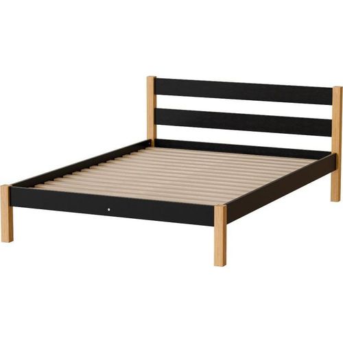 Doppelbett 140x200 MONROA - Eiche / Schwarz