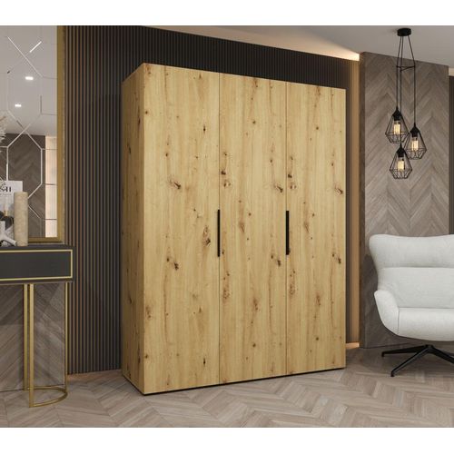 Kleiderschrank 150 cm TUANA - Eiche handwerklich / schwarz