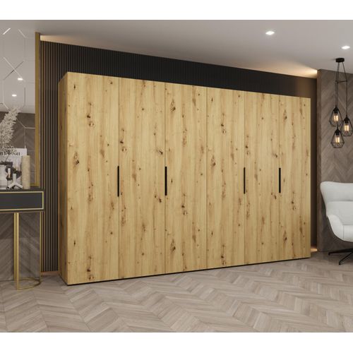 Kleiderschrank 300 cm TUANA - Eiche handwerklich / schwarz