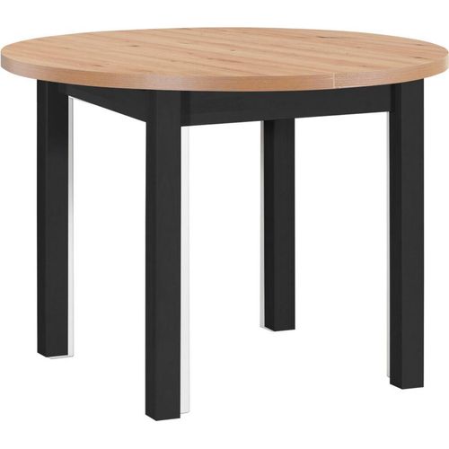 Runder Esstisch 100(180)x100 HELGA 4 - Eiche, handgefertigt / schwarz