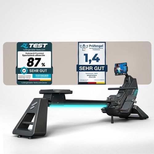 Sportstech Rudergerät sRow Touch-Display | LED-Feedback | Kurse
