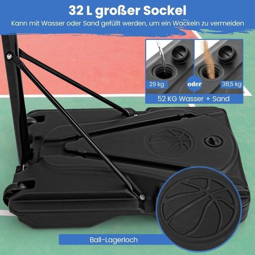Basketballkorb outdoor Basketballständer 172-305cm höhenverstellbar Korbanlage mit abnehmbarem Mittelrohr