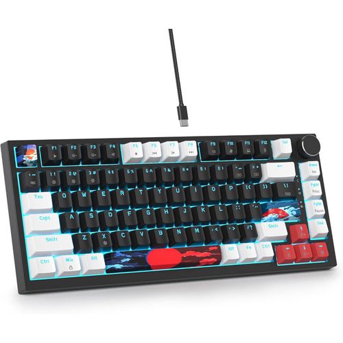 Gaming Tastatur 75 Prozent Hot-Swap,kabelgebundene Mechanische RGB mit Dichtung und Schall absorbierenden Pads Programmierbare Amerikanische QWERTY