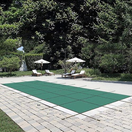 Pool Safety Cover 18x42ft, Inground Pool Cover fit for 16x40 ft Pool, Rectangle Inground Safety Pool Cover Green Mesh Solid Pool Safety Cover for Swimming Pool Winter Safety Cover