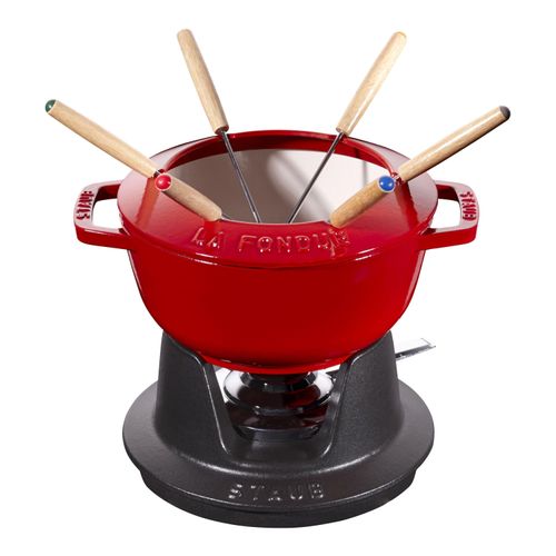 Staub Specialities Fondue Set 18 cm, rund, Kirsch-Rot, Gusseisen