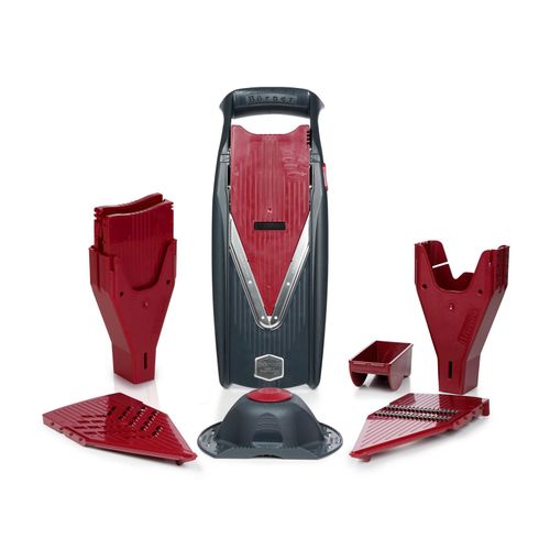 Borner Vital Slicer with Dressing Dispenser and Docking Station - Fruit and Vegetable Chopper, Stainless Steel Blades, 5year Guarantee grey/red