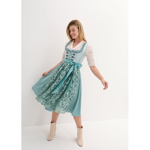 bonprix Dirndl mit Pailletten Schürze (2-tlg.Set), blau, Gr.46, Glänzendes Dirndl mit Pailletten-Schürze und Schnürung
