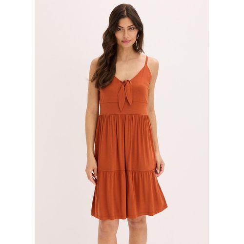 bonprix Trägerkleid mit Knotendetail, braun, Gr.44/46 (L), Modernes Kleid mit Knotendetail, aus Viskose