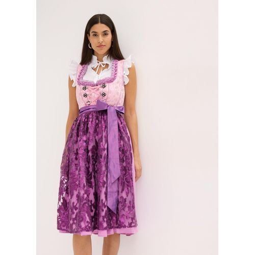 bonprix Dirndl mit Pailletten Schürze (2-tlg.Set), lila, Gr.38, Glänzendes Dirndl mit Pailletten-Schürze und Schnürung