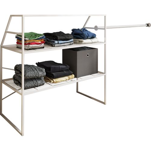 Kleiderschrank VCM "Offener Kleiderschrank Dachschrägen Regal Disal", weiß, B:100cm T:50cm, Obermaterial: 100% Metall MT., Schränke, Kleiderschrank