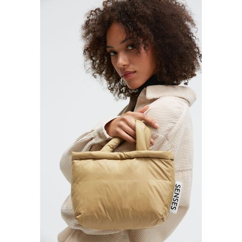 Schultertasche SENSES.THE LABEL, Damen, Gr. B/H/T: 20cm x 32cm x 9cm, light cognac, Polyamid, unifarben, Taschen Schultertasche, mit abnehmbarem Schulterriemen