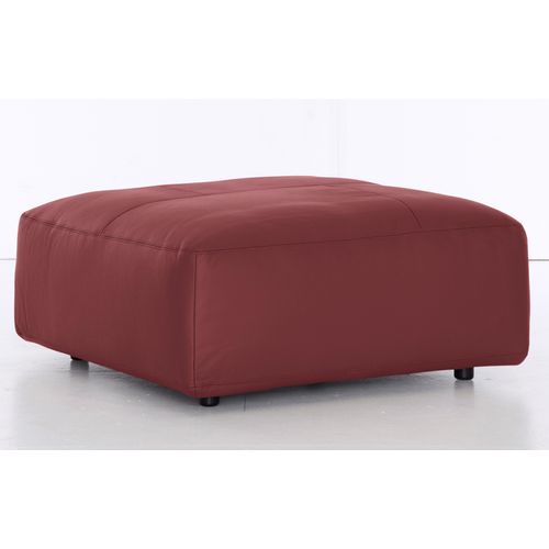 Hocker MUSTERRING "LUCIA", rot (cherry puro), B:100cm H:43cm T:100cm, Flachgewebe VALMONT (60% Baumwolle/40% Leinen);Leder PURO, pigmentiertes Leder;Microfaser CRONA (100% Polyester);Flachgewebe FLORIS (100% Polyester);Leder BAX, pigmentiertes Leder, Hocker, Hocker