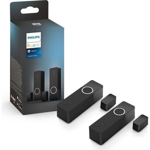 Philips Hue Secure Kontaktsensoren, 2er-Pack, Tür- und Fenstersensor, Einfache Installation, App-Steuerung, Schwarz