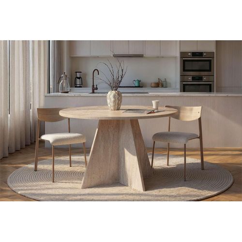 Skye Decor, Virella - Travertine, Esstisch, Travertin, 100 % Melaminplatte, 120 x 120 x 75 cm