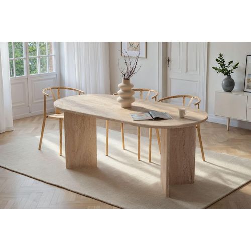 Skye Decor, Sablin - Travertine, Esstisch, Travertin, 100 % Melaminplatte, 180 x 89,5 x 75 cm