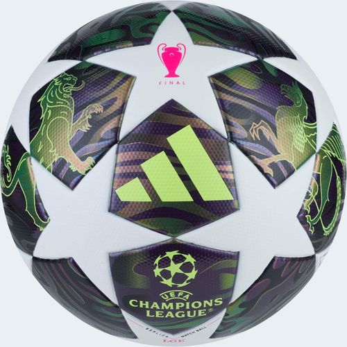 Fußball ADIDAS PERFORMANCE "UEFA CHAMPIONS LEAGUE FINAL LEAGUE" Gr. 5, schwarz lila, weiß, solar gelb, Bälle, 5, 0,4 g, Synthetik, Champions League, B:22,3cm H:17,3cm T:22cm