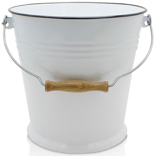 Putzeimer KRÜGER "Triest", weiß, H:27,5cm Ø:28cm, Emaille, Eimer, Putzeimer, Emaille, 10 Liter