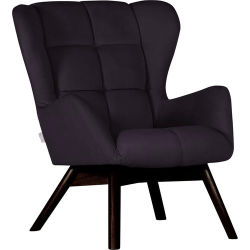 Sessel GUTMANN FACTORY "Luna", grau (anthrazit antik), B:75cm H:86cm T:90cm, Sessel, Sessel, Gestell antikfarben oder eiche natur