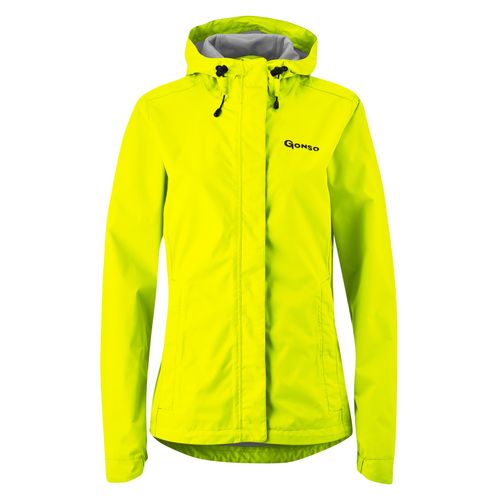 Fahrradjacke GONSO "Sura Light", Damen, Gr. 46, gelb, 100% Polyester, Jacken Fahrradjacke, Damen Regenjacke wind- und wasserdicht, Radjacke mit Kapuze