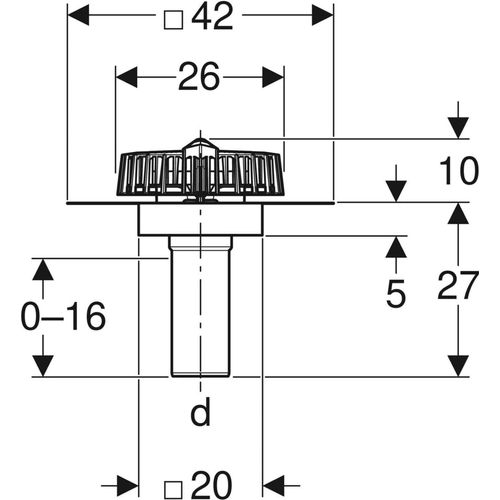 Geberit GE Pluvia DWE, 25L, für Bitumen, d90, 359099, 1 Stk.