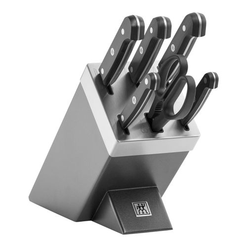 ZWILLING Gourmet 7-tlg, Selbstschärfender Messerblock, Grau