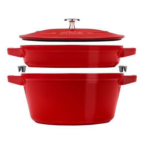Staub Stackable Set Kochtopfset Stackable 2-tlg, rund, Kirsch-Rot, Gusseisen