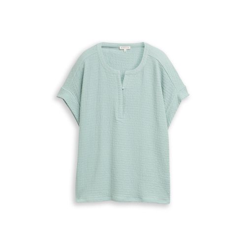 TOM TAILOR Damen Crinkle T-Shirt, blau, Uni, Gr. S