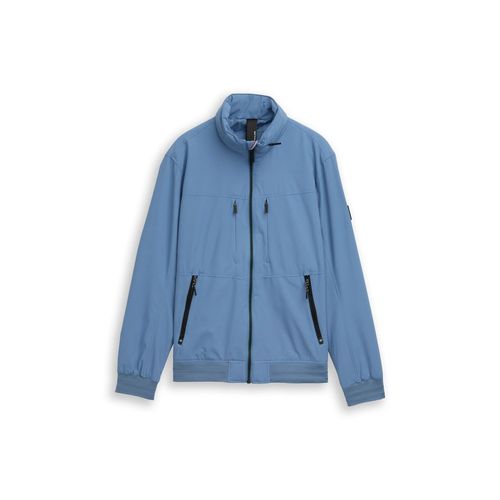 TOM TAILOR Herren Blouson Jacke mit verstaubarer Kapuze, blau, Uni, Gr. M