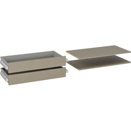 Schubladeneinsatz RAUCH, beige (leinenoptik hell), Holzwerkstoff, Schubladeneinsätze, Schubladeneinsatz, 2 Schubladeneinsätze mit 2 Fachböden 88 cm für Drehtürenschränke