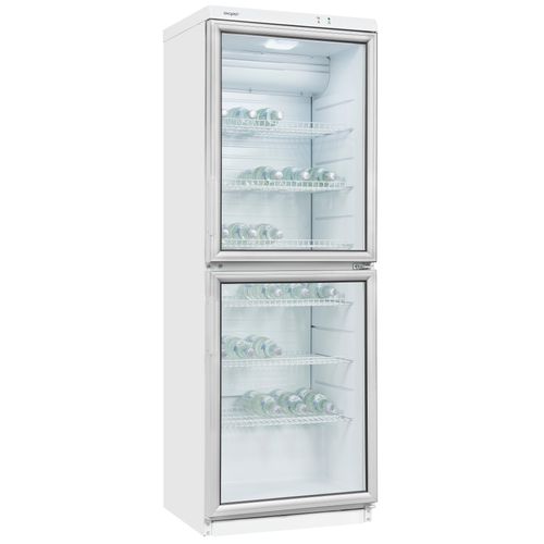 EXQUISIT Getränkekühlschrank "GKS350-2-GT-280D weiss", Energieeffizienz: D (A-G), silber (weiß), Rechtsanschlag, Kühlschränke, 2 Türen für das Entnehmen der Getränke, effizient wenig Kühlverlust