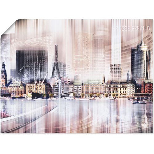 Poster ARTLAND "Hamburg Skyline Abstrakte Collage II", beige (farbe bild(er): naturfarben), B:40cm H:30cm, Bilder, Poster, ohne Rahmen