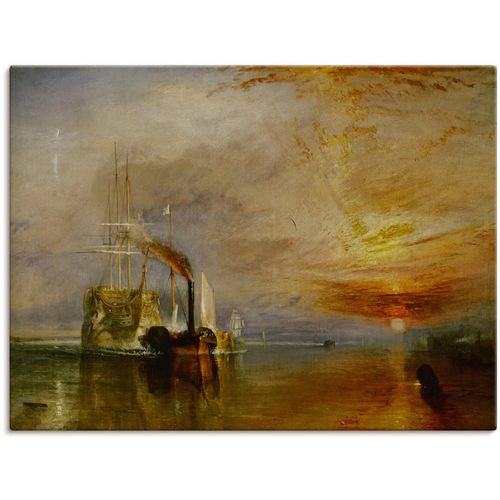 Leinwandbild ARTLAND "Die Temeraire an ihrem Ankerplatz", orange (farbe bild(er): orange), B:80cm H:60cm, Bilder, Leinwandbild, auf Holzrahmen gespannt