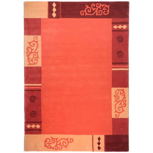 Wollteppich THEKO "Ambadi" Gr. 6, orange (terrakotta), B:190cm H:14mm L:290cm, Schurwolle, Teppiche, Wollteppich, reine Schurwolle, handgetuftet, mit Bordüre, modern